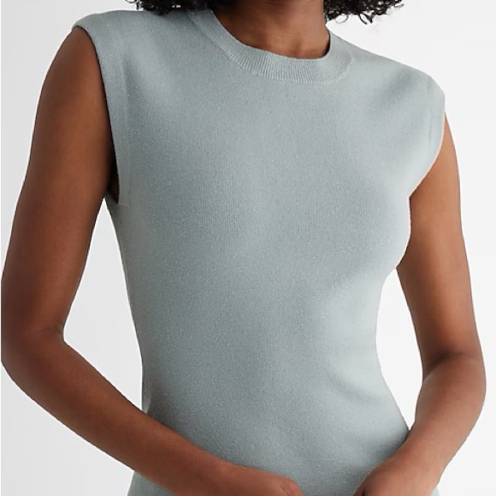 Express Blue Gray Sleeveless Fitted Midi Dress